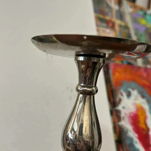 Silver Toned Candle Holder - Picture 6 of 8